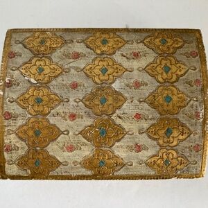 Vintage Italian Florentine Wooden Box w/Hinged Lid Gold Rectangle Chippy Italy